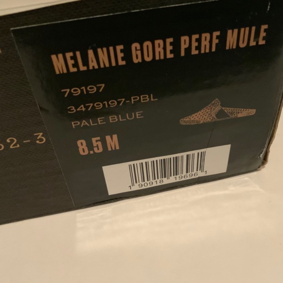 FRYE Melanie Gore Perforated Mule Sneaker Pale Blue Gray Leather Casual Flats - Picture 10 of 14